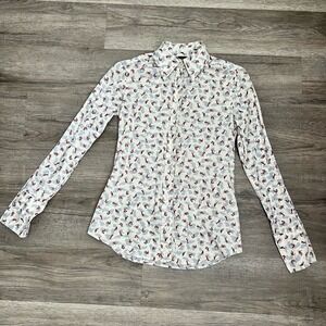 J.‎ Crew Women's Unique Skiing Print Button Up With Collar Size 0